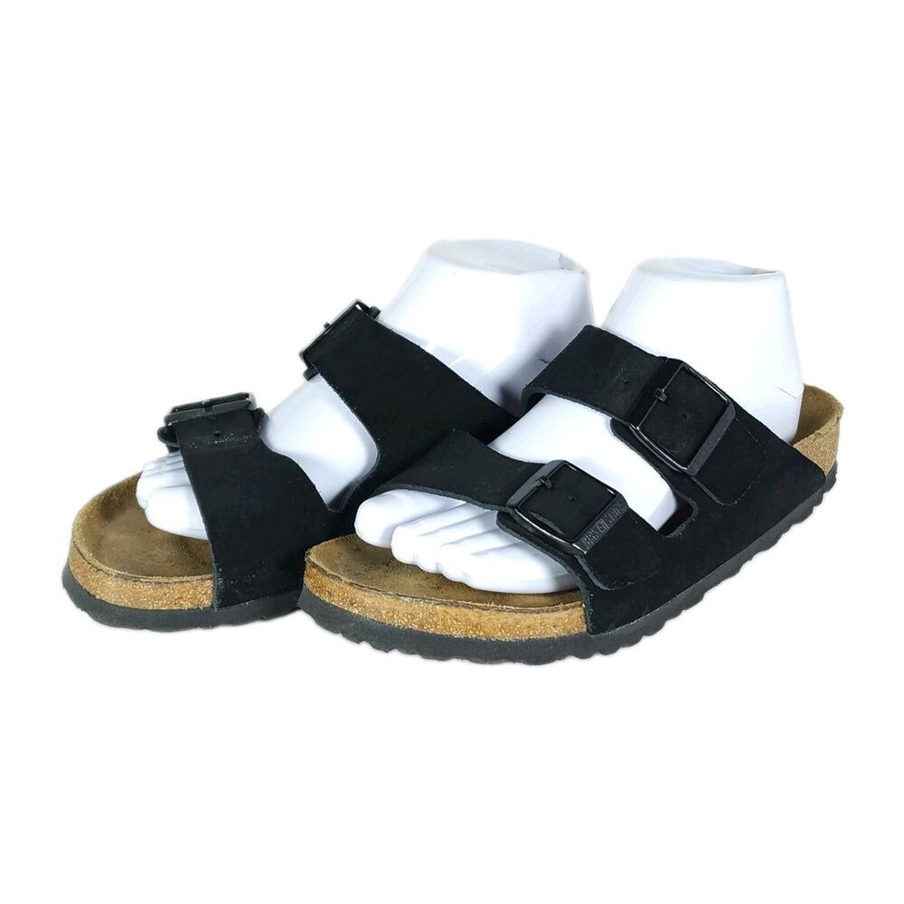 BIRKENSTOCK Arizona Women's EU39 US8 Black Suede Soft Footbed Slide Sandals